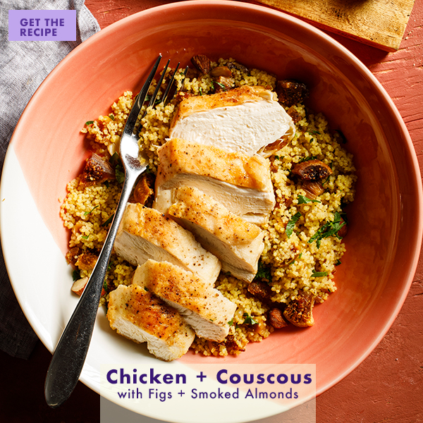 chicken couscous smoked almond fig