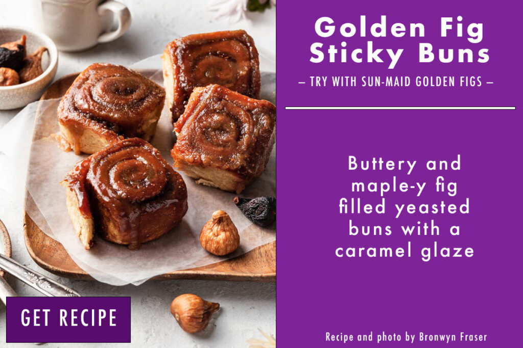 photo and description graphic of fig sticky buns