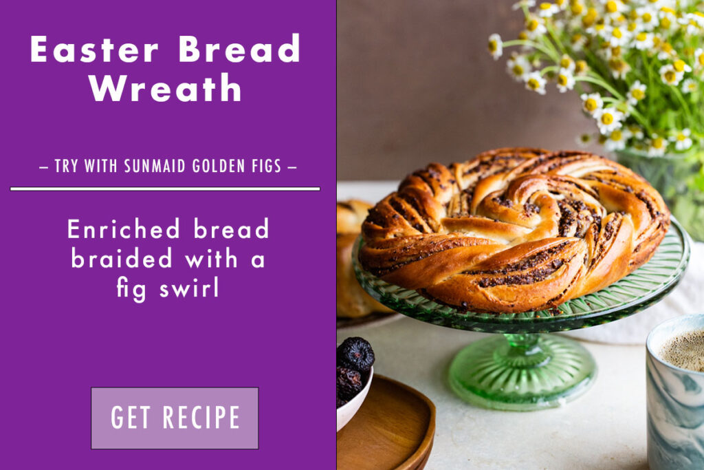 graphic of an easter bread wreath with figs in it