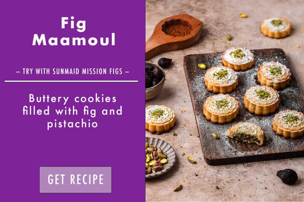 graphic of fig maamoul cookies