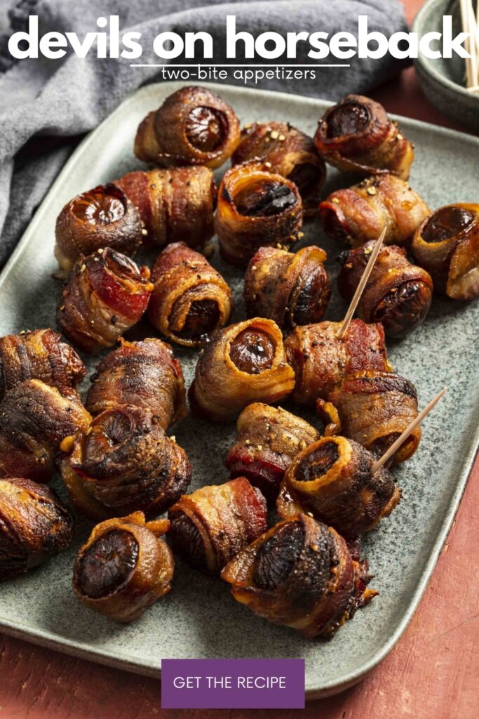 bacon wrapped figs on a platter