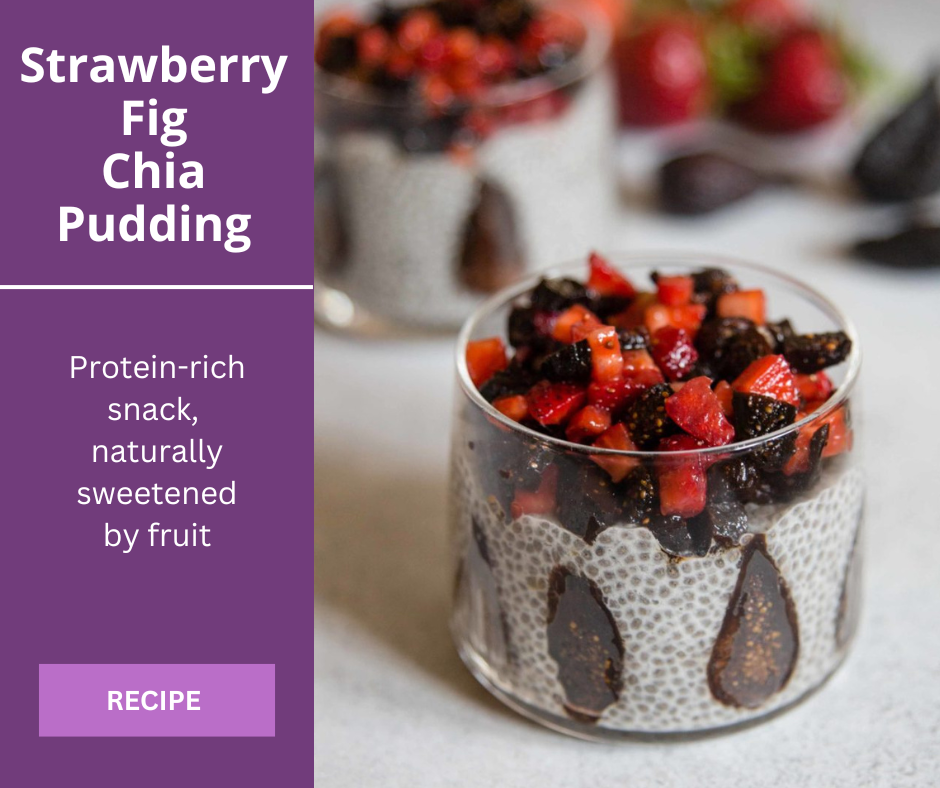 strawberry fig relish on chia pudding