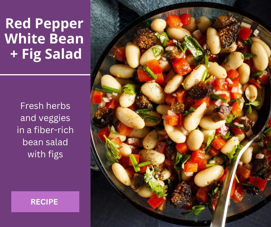 red pepper white bean salad graphic